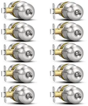 10 Pack Brushed Nickel Door Knobs,Privacy Door Knob with Lock, Interior Doorknobs Silver, Keyless Door Locks Set for Bedrooms Bathrooms, Reversible for Left/Right Door Handle 10 Pack Brushed Nickel Door Knobs,Privacy Door Knob with Lock, Interior Doorknobs Silver, Keyless Door Locks Set for Bedrooms Bathrooms, Reversible for Left/Right Door Handle