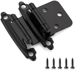 Matte Black Cabinet Hinges, 1/2 Inch Overlay, 60 Pack (30 Pairs) | Self-Closing Design, Semi-Concealed Face Mount, Door Bumpers Included, For Kitchen And Cupboard Door Hardware Updates Matte Black Cabinet Hinges, 1/2 Inch Overlay, 60 Pack (30 Pairs) | Self-Closing Design, Semi-Concealed Face Mount, Door Bumpers Included, For Kitchen And Cupboard Door Hardware Updates