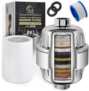 20-Stage Shower Filter, Vitamin C & E, Includes 1 Cartridge | 20-stage shower filter, Vitamin C and E, reduces chlorine, heavy metals, sediment for consistent water flow 20-Stage Shower Filter, Vitamin C & E, Includes 1 Cartridge | 20-stage shower filter, Vitamin C and E, reduces chlorine, heavy metals, sediment for consistent water flow