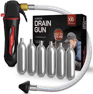 Gallo Drain Gun AC Drain Line Cleaner Tool With Flexible Hose Pipe For HVAC Clogs - Includes 6 co2 Air Conditioner Drain Cleaner Cartridges Gallo Drain Gun AC Drain Line Cleaner Tool With Flexible Hose Pipe For HVAC Clogs - Includes 6 co2 Air Conditioner Drain Cleaner Cartridges