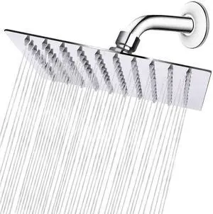 Rain Shower Head, High Flow Stainless Steel Square Rainfall Shower, High Pressure Design, Awesome Shower Experience Even At Low Water Flow (8 Inch, Chrome Finish) Rain Shower Head, High Flow Stainless Steel Square Rainfall Shower, High Pressure Design, Awesome Shower Experience Even At Low Water Flow (8 Inch, Chrome Finish)