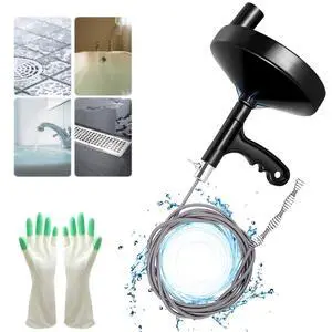 Drain Auger 25 Ft with Gloves, Heavy Duty Plumbing Snake Drain Clog Remover | Long Flexible Drain Snake for Deep Clog Removal, Reusable Drain Cleaner Tool for Bathroom, Shower, Bathtub & Kitchen Sink Drain Auger 25 Ft with Gloves, Heavy Duty Plumbing Snake Drain Clog Remover | Long Flexible Drain Snake for Deep Clog Removal, Reusable Drain Cleaner Tool for Bathroom, Shower, Bathtub & Kitchen Sink