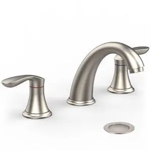 Bathroom Sink Faucet, Faucet for Bathroom Sink, Widespread Brushed Nickel Bathroom Faucet 3 Hole with Stainless Steel Pop Up Drain and cUPC Lead-Free Hose - (Brushed Nickel) Bathroom Sink Faucet, Faucet for Bathroom Sink, Widespread Brushed Nickel Bathroom Faucet 3 Hole with Stainless Steel Pop Up Drain and cUPC Lead-Free Hose - (Brushed Nickel)