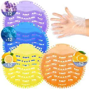 48 PACK Urinal Deodorizer Screen with 100 Gloves-3D Wave Anti-Splash Odor Protection Urinal Cakes for Men Toilets, Four Scents Urinal Mats 48 PACK Urinal Deodorizer Screen with 100 Gloves-3D Wave Anti-Splash Odor Protection Urinal Cakes for Men Toilets, Four Scents Urinal Mats