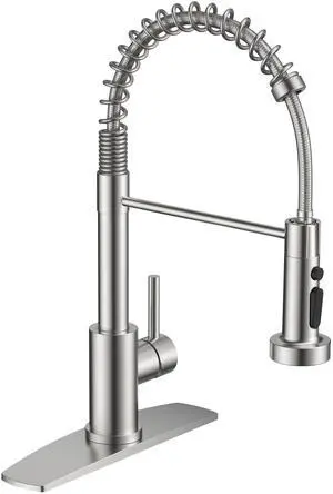 Kitchen Sink Faucet, Stainless Steel Single Handle, Brushed Nickel | Classic Commercial Kitchen Faucet with 3 Modes Sprayer, Suitable for Outdoor Laundry Rv Bar, with Deck Plate for 1 or 3 holes Kitchen Sink Faucet, Stainless Steel Single Handle, Brushed Nickel | Classic Commercial Kitchen Faucet with 3 Modes Sprayer, Suitable for Outdoor Laundry Rv Bar, with Deck Plate for 1 or 3 holes