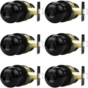 Black Door Knobs for Bedroom Bathroom, Interior Door Knob with Round Ball, Matte Black Privacy Door Knob, 6 Pack Black Door Knobs for Bedroom Bathroom, Interior Door Knob with Round Ball, Matte Black Privacy Door Knob, 6 Pack