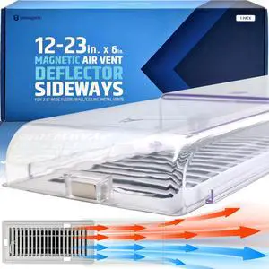 Powerful Magnetic Air Vent Deflector Sideways (Side Extender) - 3 Strong Neodymium Magnets (Upgraded Patented Design) - Fits 3"-6" Wide Floor/Wall/Ceiling Vents - 1.6"(H) - Adjustable from 12 to 23 Powerful Magnetic Air Vent Deflector Sideways (Side Extender) - 3 Strong Neodymium Magnets (Upgraded Patented Design) - Fits 3"-6" Wide Floor/Wall/Ceiling Vents - 1.6"(H) - Adjustable from 12 to 23