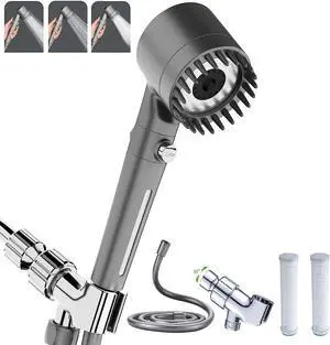 Shower Head with Handheld, Shower Heads High Pressure, High Flow Even with Low Water Pressure-Hand Held Showerhead Set,3 Modes Filtered Showerhead with 59Replacement Hose/Bracket/Cotton Filters Shower Head with Handheld, Shower Heads High Pressure, High Flow Even with Low Water Pressure-Hand Held Showerhead Set,3 Modes Filtered Showerhead with 59Replacement Hose/Bracket/Cotton Filters