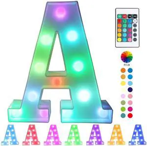 Colorful LED Marquee Letter Lights with Remote Light Up Marquee Signs Party Bar Letters with Lights Decorations for the Home - Multicolor A Colorful LED Marquee Letter Lights with Remote Light Up Marquee Signs Party Bar Letters with Lights Decorations for the Home - Multicolor A