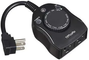 Outdoor Timer Outlet, Dusk to Dawn Light Sensor Timer Weatherproof, 2 Grounded Outlets for Halloween and Christmas Lights, 15A 1/2HP, ETL Listed Outdoor Timer Outlet, Dusk to Dawn Light Sensor Timer Weatherproof, 2 Grounded Outlets for Halloween and Christmas Lights, 15A 1/2HP, ETL Listed