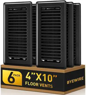 Floor Register 4x10, Floor Vent Covers for Home Floor, Sidewall, Heavy Duty Steel Walkable Floor Grates, Adjustable Air Vent Covers Rust Proof Finish, 4" x 10'' Floor Vent, 6 Pack, Black Floor Register 4x10, Floor Vent Covers for Home Floor, Sidewall, Heavy Duty Steel Walkable Floor Grates, Adjustable Air Vent Covers Rust Proof Finish, 4" x 10'' Floor Vent, 6 Pack, Black