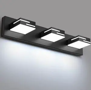 LED Modern Bathroom Vanity Light Fixtures, Dimmable Matte Black Vanity Lights for Bathroom Lighting Fixtures Over Mirror, with 360° Rotatable Acrylic Heads 3-Light 22-inch (Cool White 6000K) LED Modern Bathroom Vanity Light Fixtures, Dimmable Matte Black Vanity Lights for Bathroom Lighting Fixtures Over Mirror, with 360° Rotatable Acrylic Heads 3-Light 22-inch (Cool White 6000K)