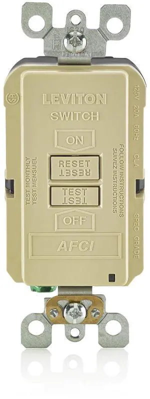 Blank Face AFCI, 20 Amp, Self Test, LED Indicator Light, Provides AFCI Protection Where an Outlet is not Needed, AFRBF-I, Ivory Blank Face AFCI, 20 Amp, Self Test, LED Indicator Light, Provides AFCI Protection Where an Outlet is not Needed, AFRBF-I, Ivory