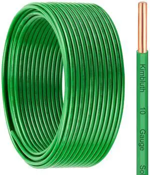 THHN Wire 10 Gauge 25 FT OFC Electrical Wire, 10 AWG Solid Copper Wire Rated up to 600V Building Wire Nylon Jacket for Residential, CNC, Ground, Industrial (10 Gauge, Green) THHN Wire 10 Gauge 25 FT OFC Electrical Wire, 10 AWG Solid Copper Wire Rated up to 600V Building Wire Nylon Jacket for Residential, CNC, Ground, Industrial (10 Gauge, Green)