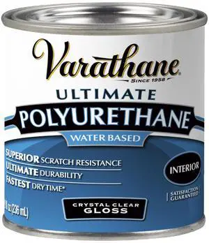 Water-Based Ultimate Gloss Polyurethane | Water-Based, Crystal Clear, Interior Wood Protection, Fast Dry Time, Scratch Resistance, Covers Up to 62 Sq Ft, Half Pint Water-Based Ultimate Gloss Polyurethane | Water-Based, Crystal Clear, Interior Wood Protection, Fast Dry Time, Scratch Resistance, Covers Up to 62 Sq Ft, Half Pint