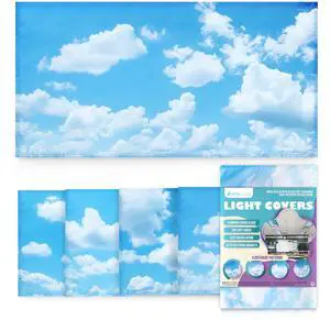 Fluorescent Light Covers for Ceiling Lights Classroom Magnetic Cloud 4pk | Reduces fluorescent/LED glare and eye strain; Easy magnetic install for classrooms/offices; NFPA 701 fire safety rated Fluorescent Light Covers for Ceiling Lights Classroom Magnetic Cloud 4pk | Reduces fluorescent/LED glare and eye strain; Easy magnetic install for classrooms/offices; NFPA 701 fire safety rated