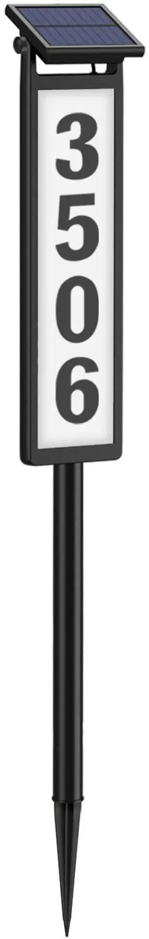 Solar Lighted Illuminated Address Sign, House Numbers for Outside Yard Home | LED Numbers Plaque Outdoor Waterproof Aluminum, Black Solar Lighted Illuminated Address Sign, House Numbers for Outside Yard Home | LED Numbers Plaque Outdoor Waterproof Aluminum, Black