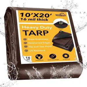 Tarp 10x20FT, 16 Mil Heavy Duty Large Tarps, Waterproof Tarp with Brass Grommets and Reinforced Edges, UV Resistant, Tear&Fade Resistant Poly Tarp for Outdoor Camping Pool Car Tent Tarp 10x20FT, 16 Mil Heavy Duty Large Tarps, Waterproof Tarp with Brass Grommets and Reinforced Edges, UV Resistant, Tear&Fade Resistant Poly Tarp for Outdoor Camping Pool Car Tent
