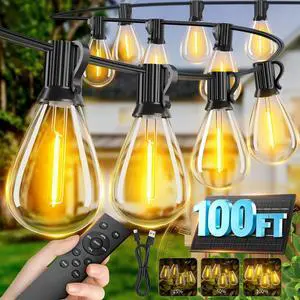 100FT Solar String Lights Outdoor Waterproof, 35+1 LED Solar Powered Lights with Remote Control, 3 Light Modes & Dimmable, USB-C Charging for Patio, Backyard, Garden, Camping 100FT Solar String Lights Outdoor Waterproof, 35+1 LED Solar Powered Lights with Remote Control, 3 Light Modes & Dimmable, USB-C Charging for Patio, Backyard, Garden, Camping