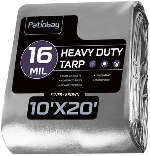 Large Tarp 10x20 FT 16 Mil Heavy Duty Waterproof Tarps Silver | 420D Thick Plastic Tarp Brass Grommets Every 23.6", UV Resistant, Tear & Fade Resistant, Reinforced Edges for Pool & Tent Use Large Tarp 10x20 FT 16 Mil Heavy Duty Waterproof Tarps Silver | 420D Thick Plastic Tarp Brass Grommets Every 23.6", UV Resistant, Tear & Fade Resistant, Reinforced Edges for Pool & Tent Use