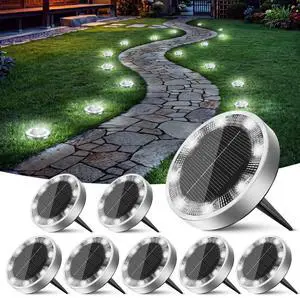 Solar Lights Outdoor Waterproof, 8 Pack Solar Powered Ground Lights Outdoor, IP68 Waterproof, Anti-Rust, Solar Garden Lights Landscape Lighting for Pathway Yard Lawn Walkway Driveway,Cool White Solar Lights Outdoor Waterproof, 8 Pack Solar Powered Ground Lights Outdoor, IP68 Waterproof, Anti-Rust, Solar Garden Lights Landscape Lighting for Pathway Yard Lawn Walkway Driveway,Cool White