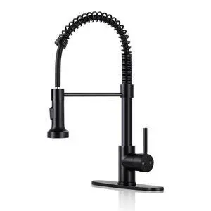 Kitchen Sink Faucet with Pull Down Sprayer Single Handle Matte Black | Dual Spray Modes,360° Swivel,304 Stainless Steel,1 or 3 Holes with Deck Plate for Farmhouse RV Vessel Basin Kitchen Sink Faucet with Pull Down Sprayer Single Handle Matte Black | Dual Spray Modes,360° Swivel,304 Stainless Steel,1 or 3 Holes with Deck Plate for Farmhouse RV Vessel Basin