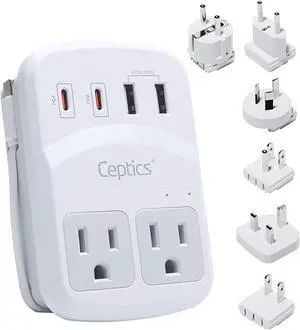 World Travel Adapter Kit 2 USB-A, USB-C US Outlets, 20W/QC 18W Power Delivery, Surge Protection, SWADAPT Compatible for Europe, UK, China, Australia, Japan Perfect Laptop (WPS-5B) World Travel Adapter Kit 2 USB-A, USB-C US Outlets, 20W/QC 18W Power Delivery, Surge Protection, SWADAPT Compatible for Europe, UK, China, Australia, Japan Perfect Laptop (WPS-5B)