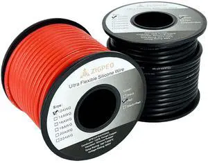 12 AWG Silicone Wire 50FT, Extra Flexible 12 Gauge Stranded Copper Wire, High Temp 392 600V - RC, Automotive, Battery | Tinned Copper Conductor - 25FT Red & 25FT Black Spools 12 AWG Silicone Wire 50FT, Extra Flexible 12 Gauge Stranded Copper Wire, High Temp 392 600V - RC, Automotive, Battery | Tinned Copper Conductor - 25FT Red & 25FT Black Spools