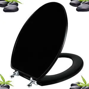 Black Elongated Toilet Seat Wooden Toilet Seat with Zinc Alloy Hinges | Easy to Install also Easy to Clean, Scratch Resistant Toilet Seat by Black Elongated Toilet Seat Wooden Toilet Seat with Zinc Alloy Hinges | Easy to Install also Easy to Clean, Scratch Resistant Toilet Seat by