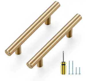Champagne Bronze Cabinet Handles 3 Inch Hole Center 30 Pack | 5 Inch Length, Stainless Steel Pulls, Smooth Edges, Round Shape, with Screwdriver, for Dresser Drawer Cupboard Handles Champagne Bronze Cabinet Handles 3 Inch Hole Center 30 Pack | 5 Inch Length, Stainless Steel Pulls, Smooth Edges, Round Shape, with Screwdriver, for Dresser Drawer Cupboard Handles