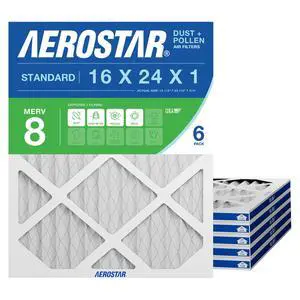 Air Filter 16x24x1 MERV 8 AC Filter, HVAC, Furnace Filter, 6 Pack | ACTUAL SIZE (15.75 x 23.75 x 0.75) AC Filter, HVAC, Furnace Filter Captures Dust, Lint & Pollen MERV 8 (MPR 600 / FPR 5) Air Filter 16x24x1 MERV 8 AC Filter, HVAC, Furnace Filter, 6 Pack | ACTUAL SIZE (15.75 x 23.75 x 0.75) AC Filter, HVAC, Furnace Filter Captures Dust, Lint & Pollen MERV 8 (MPR 600 / FPR 5)