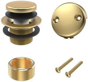 Brushed Gold Bathtub Drain and Overflow Kit,Bath Tub Drain Stopper | All Brass Metal Tip-Toe Tub Drains Cover with Two-Hole Overflow Faceplate, Universal Tub Drains Trim Set Replacement Assembly Brushed Gold Bathtub Drain and Overflow Kit,Bath Tub Drain Stopper | All Brass Metal Tip-Toe Tub Drains Cover with Two-Hole Overflow Faceplate, Universal Tub Drains Trim Set Replacement Assembly
