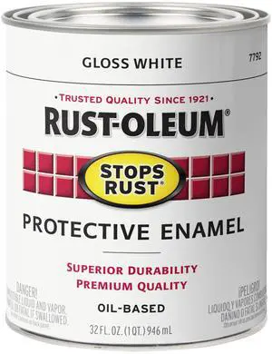 Stops Rust Brush On Protective Enamel Paint, Gloss White | Rust and Corrosion Resistant, Indoor and Outdoor Durability, Beautiful, Long-Lasting Finish on Metal, Wood and More, Quart Stops Rust Brush On Protective Enamel Paint, Gloss White | Rust and Corrosion Resistant, Indoor and Outdoor Durability, Beautiful, Long-Lasting Finish on Metal, Wood and More, Quart
