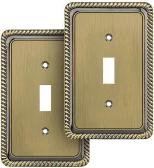 Rope Edge Decorative Wall Plate Switch Plate Outlet Cover (Single Toggle, 2 Pack, Antique Brass) Rope Edge Decorative Wall Plate Switch Plate Outlet Cover (Single Toggle, 2 Pack, Antique Brass)