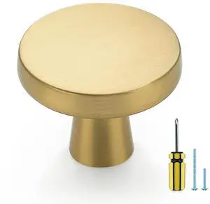 Brushed Brass Solid Knobs Gold Kitchen Cabinet Pull,30 Pack,Round-5 | Zinc Dresser Handles, Gold Cupboard Hardware, Door Drawer Knobs, screws & screwdriver included, For Cupboards, Dressers Brushed Brass Solid Knobs Gold Kitchen Cabinet Pull,30 Pack,Round-5 | Zinc Dresser Handles, Gold Cupboard Hardware, Door Drawer Knobs, screws & screwdriver included, For Cupboards, Dressers