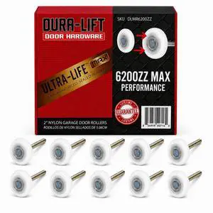 Ultra-Life MAX 2" Sealed 6200ZZ Bearing Nylon Garage Door Roller, 4" Stem, Pack of 10 Ultra-Life MAX 2" Sealed 6200ZZ Bearing Nylon Garage Door Roller, 4" Stem, Pack of 10