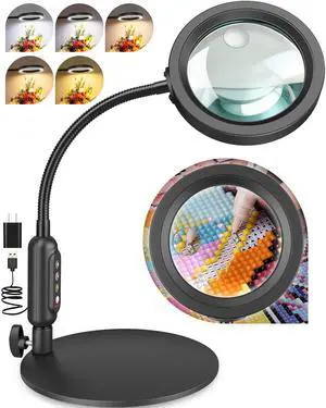 30X 10X Magnifying Glass with Light and Stand, 5 Color Modes Stepless Dimmable, Optical Grade HD Lens, LED Lighted Magnifier Hands Free with Flexible Gooseneck for Close Work, Craft, Hobby, Painting 30X 10X Magnifying Glass with Light and Stand, 5 Color Modes Stepless Dimmable, Optical Grade HD Lens, LED Lighted Magnifier Hands Free with Flexible Gooseneck for Close Work, Craft, Hobby, Painting