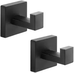 Heavy Duty Stainless Steel Towel Hooks, Wall Mounted Square Robe Hooks for Bathroom, Kitchen, Bedroom, Hotel Matte Black 2 Pack Heavy Duty Stainless Steel Towel Hooks, Wall Mounted Square Robe Hooks for Bathroom, Kitchen, Bedroom, Hotel Matte Black 2 Pack