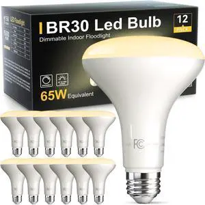 12 Pack BR30 Flood Light Bulb Indoor, Soft White Recessed Light Bulbs | 65W Equivalent, Dimmable, 2700K Warm White, E26 Base Can Light Bulbs for Kitchen Ceiling, Replacement Incandescent, 9W, 800LM 12 Pack BR30 Flood Light Bulb Indoor, Soft White Recessed Light Bulbs | 65W Equivalent, Dimmable, 2700K Warm White, E26 Base Can Light Bulbs for Kitchen Ceiling, Replacement Incandescent, 9W, 800LM