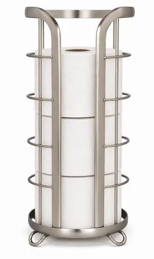 Toilet Paper Holder Stand Reserve - Free Standing Toilet Paper Stand with Storage that Holds Mega Rolls, Standing Bathroom Tissue Organizer, Bathroom Decor - Modern Storage Holder, Nickel Toilet Paper Holder Stand Reserve - Free Standing Toilet Paper Stand with Storage that Holds Mega Rolls, Standing Bathroom Tissue Organizer, Bathroom Decor - Modern Storage Holder, Nickel