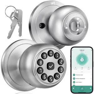 Smart Door Knob with Keypad, Keyless Entry Door Lock with Code, APP | Door Locks for Bedrooms with Key, Auto-Lock, Easy-Install, Digital Door Lock for Front Door, Office, Garage, Indoor, Outdoor Smart Door Knob with Keypad, Keyless Entry Door Lock with Code, APP | Door Locks for Bedrooms with Key, Auto-Lock, Easy-Install, Digital Door Lock for Front Door, Office, Garage, Indoor, Outdoor