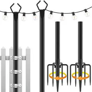 2 Pack String Light Poles,10 Ft Light Poles for Outside String Lights,Outdoor Lights Pole with Fork,Metal Poles Stand for Patio Deck Backyard (10FT 2 Pack) 2 Pack String Light Poles,10 Ft Light Poles for Outside String Lights,Outdoor Lights Pole with Fork,Metal Poles Stand for Patio Deck Backyard (10FT 2 Pack)