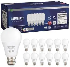 A19 LED Light Bulbs, 12 Pack, 60W Equivalent, 9W Daylight 5000K LED Light Bulb, 810 LM, Bedroom, Living Room, Office, Garage, Daylight LED Light Bulbs, Light Bulbs, Non-Dimmable, E26, UL Listed A19 LED Light Bulbs, 12 Pack, 60W Equivalent, 9W Daylight 5000K LED Light Bulb, 810 LM, Bedroom, Living Room, Office, Garage, Daylight LED Light Bulbs, Light Bulbs, Non-Dimmable, E26, UL Listed