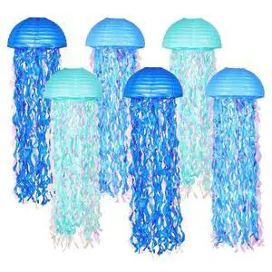 10" Blue Hanging Jellyfish Paper Lanterns - Under the Sea Party & Mermaid Birthday Decorations, Baby Shower, Nautical Events, Ocean Theme Classroom & Beach Room Decor (Set of 6) 10" Blue Hanging Jellyfish Paper Lanterns - Under the Sea Party & Mermaid Birthday Decorations, Baby Shower, Nautical Events, Ocean Theme Classroom & Beach Room Decor (Set of 6)