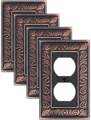 4-Pack Paisley Pattern Duplex Outlet Cover Plate,Metal Switch Plates | Wall Plates for Electrical Outlets, 1 Gang Receptacle Cover, Decorative Switch Plates and Outlet Covers, Aged Bronze 4-Pack Paisley Pattern Duplex Outlet Cover Plate,Metal Switch Plates | Wall Plates for Electrical Outlets, 1 Gang Receptacle Cover, Decorative Switch Plates and Outlet Covers, Aged Bronze