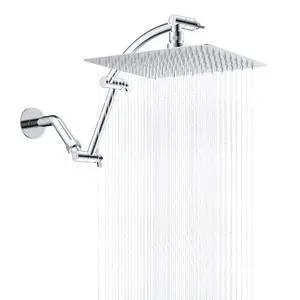 All Metal 10'' Rain Shower Head with 16'' Extension Arm, Chrome | cUPC Certified High Pressure Rainfall Showerhead with Solid Brass Adjustable Shower Head Extension Arm, Fixed Showerheads All Metal 10'' Rain Shower Head with 16'' Extension Arm, Chrome | cUPC Certified High Pressure Rainfall Showerhead with Solid Brass Adjustable Shower Head Extension Arm, Fixed Showerheads