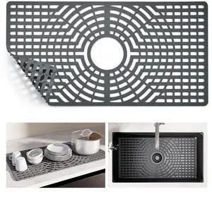 Silicone Sink Protector for Kitchen Sink, 26"x14" Center Drain | Scratch protection, cushions fragile dishes and glassware, dishwasher safe, food-grade silicone, 446°F heat resistant Silicone Sink Protector for Kitchen Sink, 26"x14" Center Drain | Scratch protection, cushions fragile dishes and glassware, dishwasher safe, food-grade silicone, 446°F heat resistant