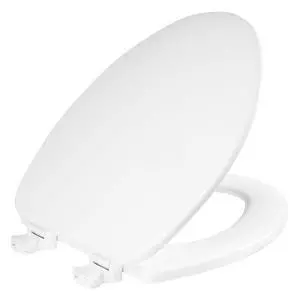 CHURCH Toilet Seat, Easy Clean Hinges Release for Deep Cleans, Durable Enameled Wood Seat, Elongated, White CHURCH Toilet Seat, Easy Clean Hinges Release for Deep Cleans, Durable Enameled Wood Seat, Elongated, White