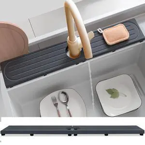 Fast Drying Stone Faucet Mat for Kitchen Sink with Raised Feet, Water Absorbent Diatomite Stone Sink Tray, Faucet Sink Splash Guard, Prevents Moisture Buildup, Durable Protector for Bathroom Counter Fast Drying Stone Faucet Mat for Kitchen Sink with Raised Feet, Water Absorbent Diatomite Stone Sink Tray, Faucet Sink Splash Guard, Prevents Moisture Buildup, Durable Protector for Bathroom Counter