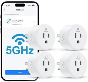 Smart Plug 5GHz& 2.4GHz, 15A WiFi Smart Outlet Compatible with Alexa & Google Home, Smart Home WiFi Plug with Remote Control, Timer Outlet with Schedule, 4 Packs Smart Plug 5GHz& 2.4GHz, 15A WiFi Smart Outlet Compatible with Alexa & Google Home, Smart Home WiFi Plug with Remote Control, Timer Outlet with Schedule, 4 Packs